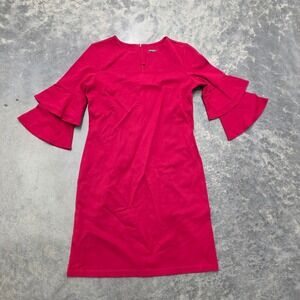 J.McLaughlin Red Dress Ruffle Sleeve‎ Women's Size L